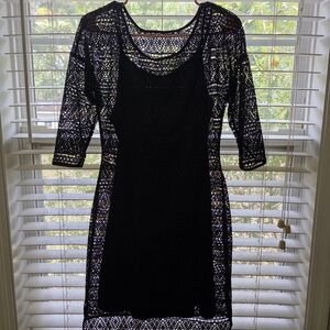 Express Black Lace Long Sleeve Dress